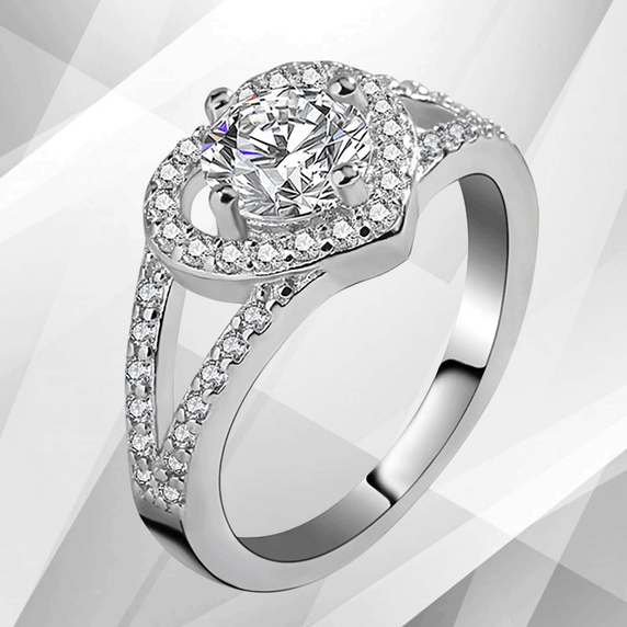 1.8Ct Heart-Cut Diamonds Cushion Halo Bridal Engagement Ring 18K White Gold Over