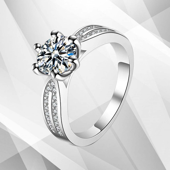 2.88Ct Round-Cut CZ Diamond Solitaire Bridal Engagement Ring 18K White Gold Over