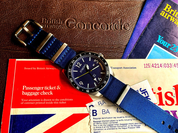 Strond SSC-101 24h GMT Limited Edition Watch - Stainless Steel, Blue Dial, Black Bezel - Concorde 101 Heritage - Swiss Movement - Dual Straps - Collector's Edition (1930 Pieces)