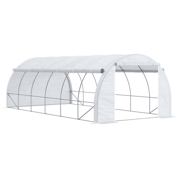 6 x 3 x 2 m Polytunnel Greenhouse Tent w/ Steel Frame White