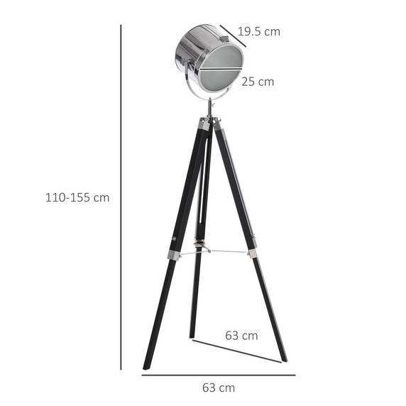 Industrial Style Adjustable Tripod Floor Lamp, Searchlight Reading Lamp