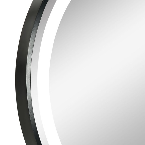 LED Smart Bathroom Mirror Wall Mounted Round Vanity Mirror w/ Lights, Black