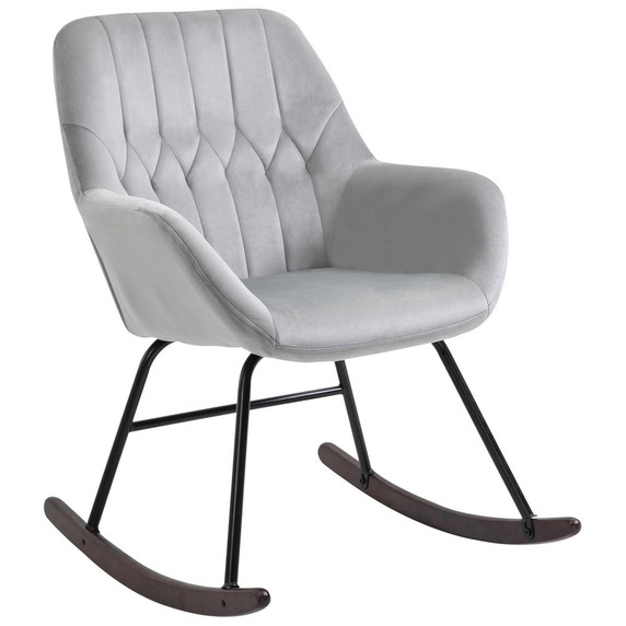 Modern Rocking Chair with Steel Frame Sponge Padding - Grey