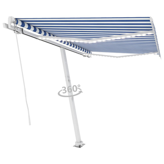 Manual Retractable Awning with LED - 300x250cm to 600x350cm - Various Colours