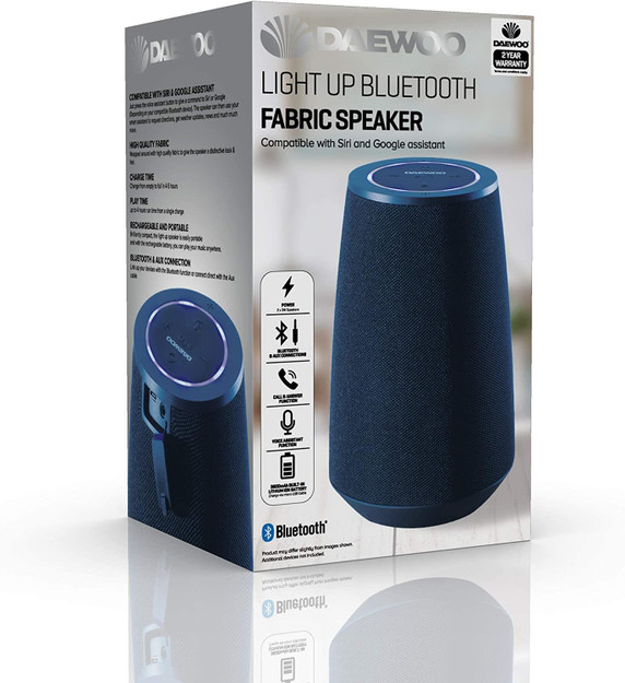 Daewoo Voice Assistant Bluetooth Speaker 5W Powerful Audio Output Lightweight and Portable Blue