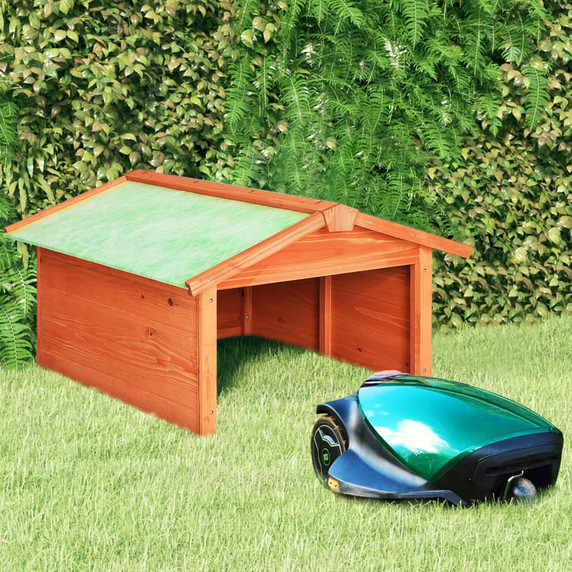 Robotic Lawn Mower Garage - 72x87x50cm - Solid Firwood - grey,brown,brown and white,red