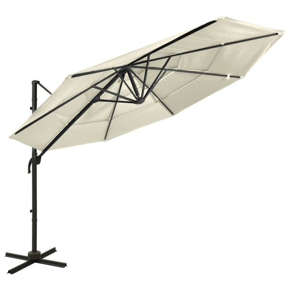 4-Tier Parasol with Aluminium Pole - 3x3m - sand,green,anthracite,taupe,bordeaux red,terracotta,black,azure blue