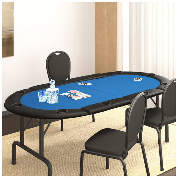 10-Player Folding Poker Tabletop Blue 208x106x3 cm