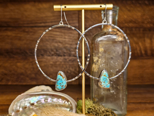 Medium Turquoise Silver Hoops Medium Turquoise Silver Hoops