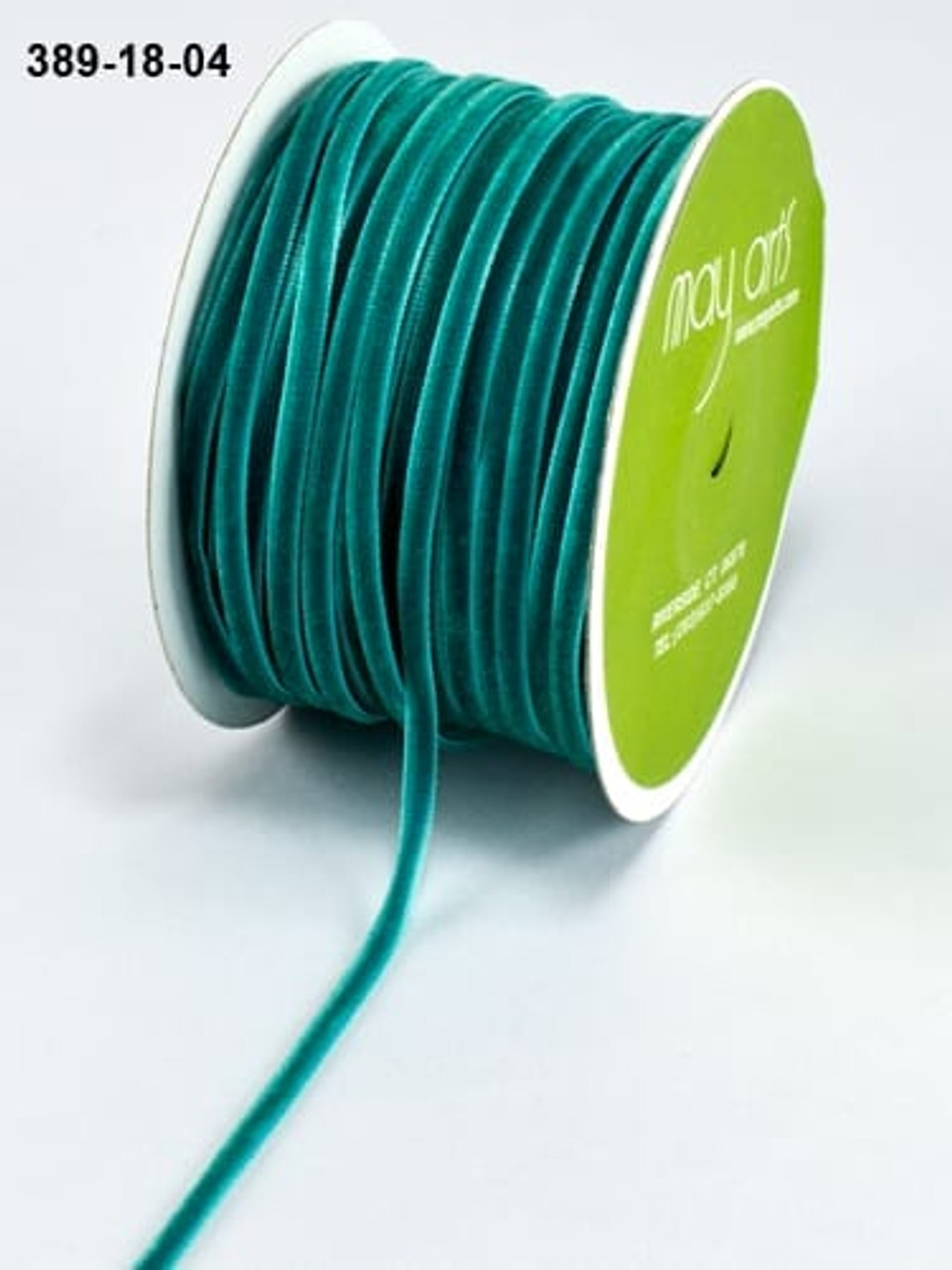May Arts 1/8 inch Velvet String Cord Ribbon with Woven Edge - Teal
