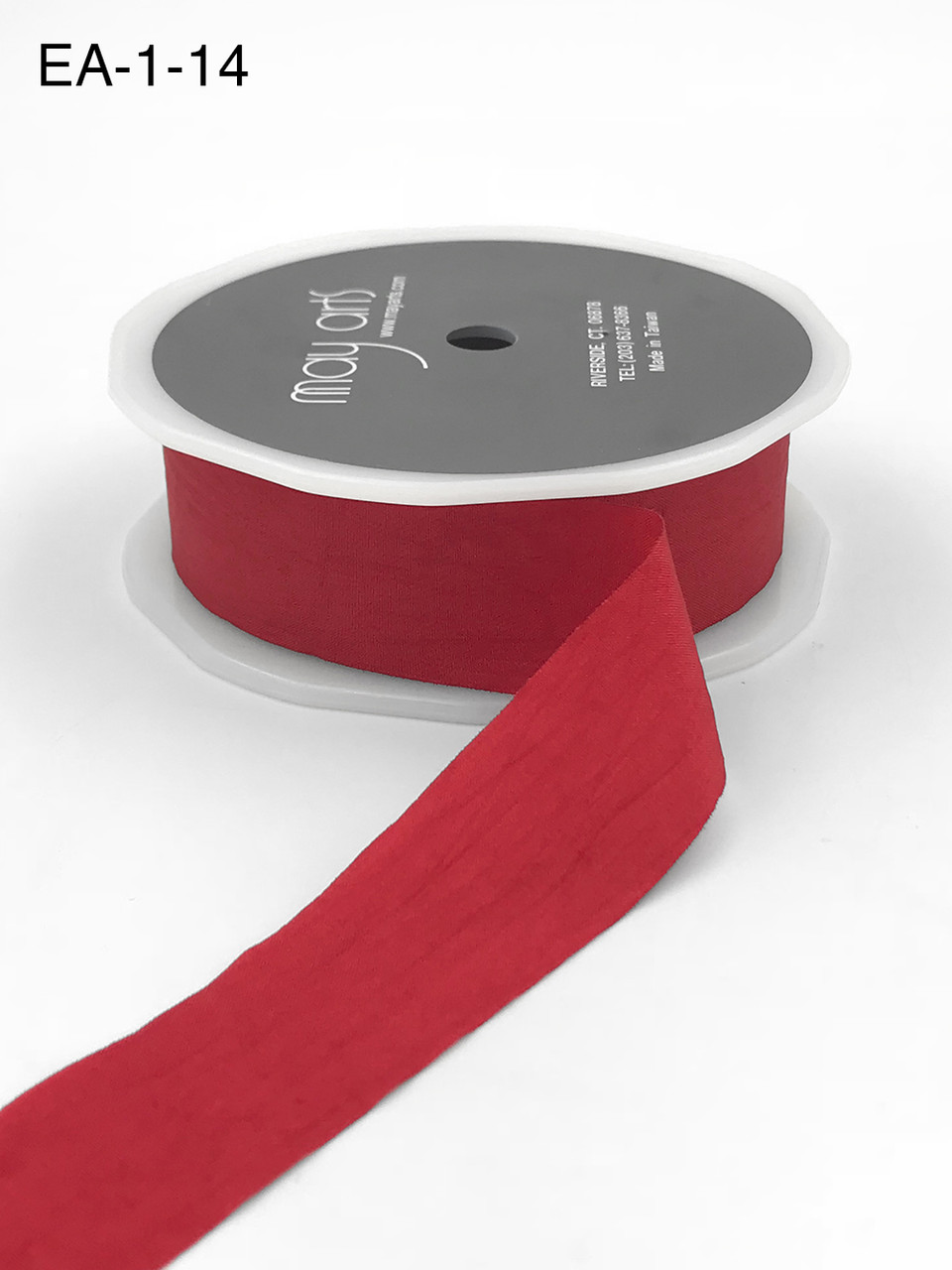 May Arts 1 Inch Wrinkled Faux Silk Ribbon with Cut Edge - Red (EA-1-14) -  The Rubber Buggy