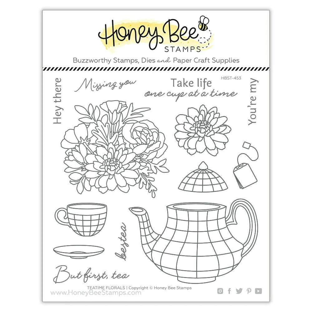 Honey Bee Stamps - 6x8 Stamp Set - Teatime Florals (HBST-453) - The Rubber  Buggy