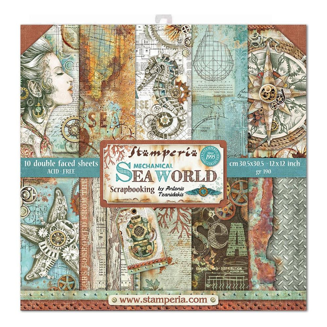 Stamperia Double-Sided Paper Pad 12x12 10/Pkg: Sea World (SBBL64)