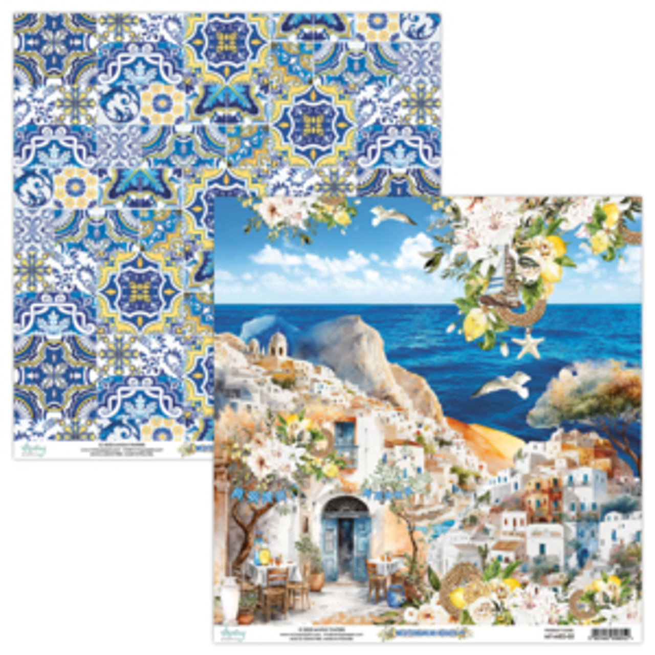 Mintay Papers - Mediterranean Heaven - 12x12 Scrapbook Paper 05 (MT-MED-05)  - The Rubber Buggy