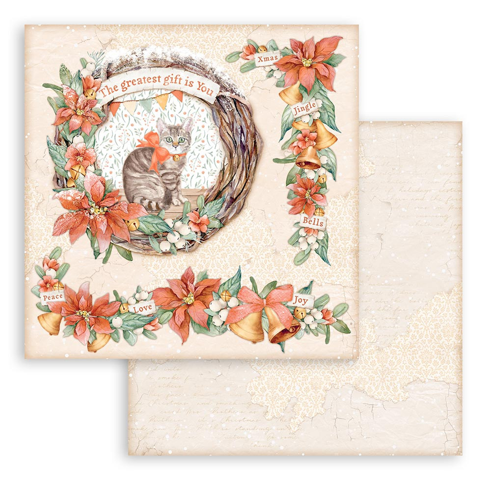 Papier Double 30x30 'Stamperia - All Around Christmas' 4 Cartes