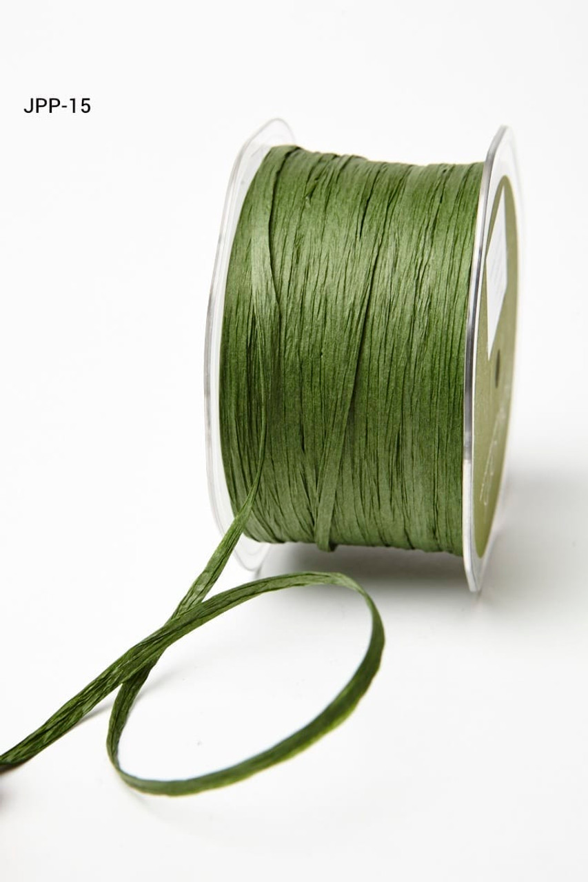 May Arts 1/8 Inch Paper Raffia Cord String Ribbon - Green - The Rubber Buggy
