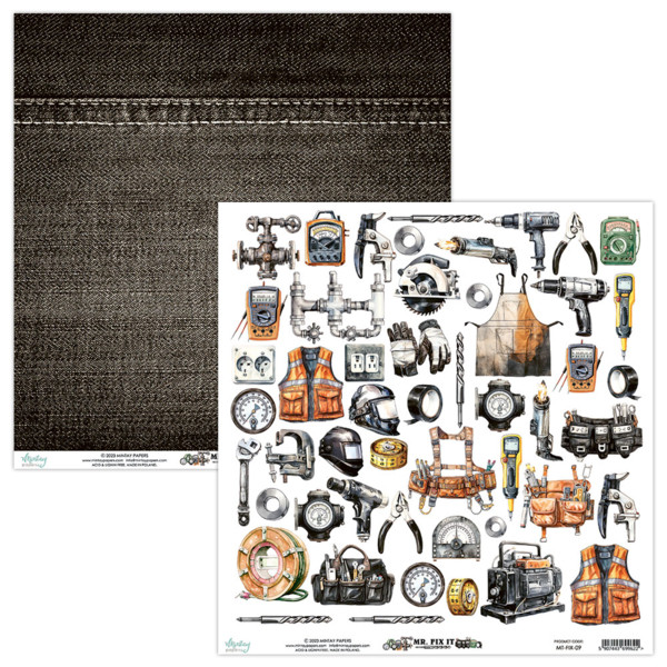 Mintay - Mr. Fix It - 12x12 Scrapbooking Paper - 09 (MT-FIX-09