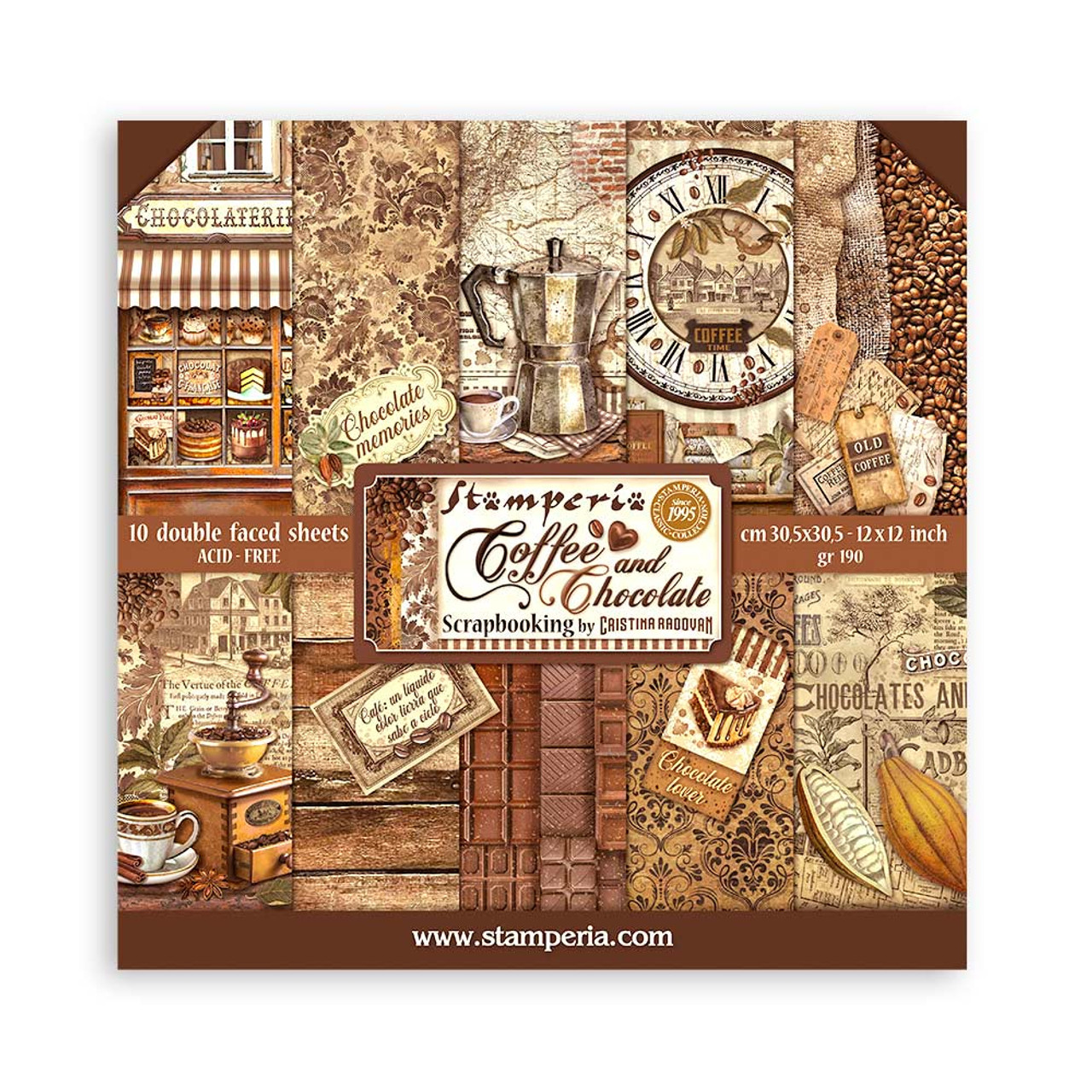 Stamperia Coffee and Chocolate 12x12 Paper Sbbl144*