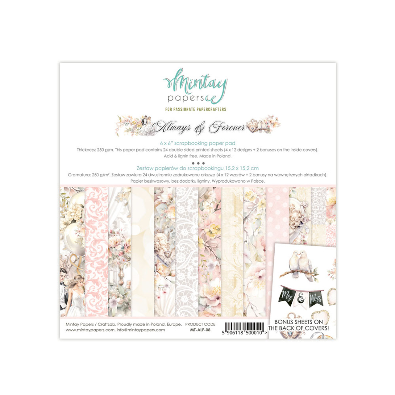 Mintay Papers - Always & Forever - 12x12 Scrapbook Paper 06 (MT-ALF-06) The  Rubber Buggy