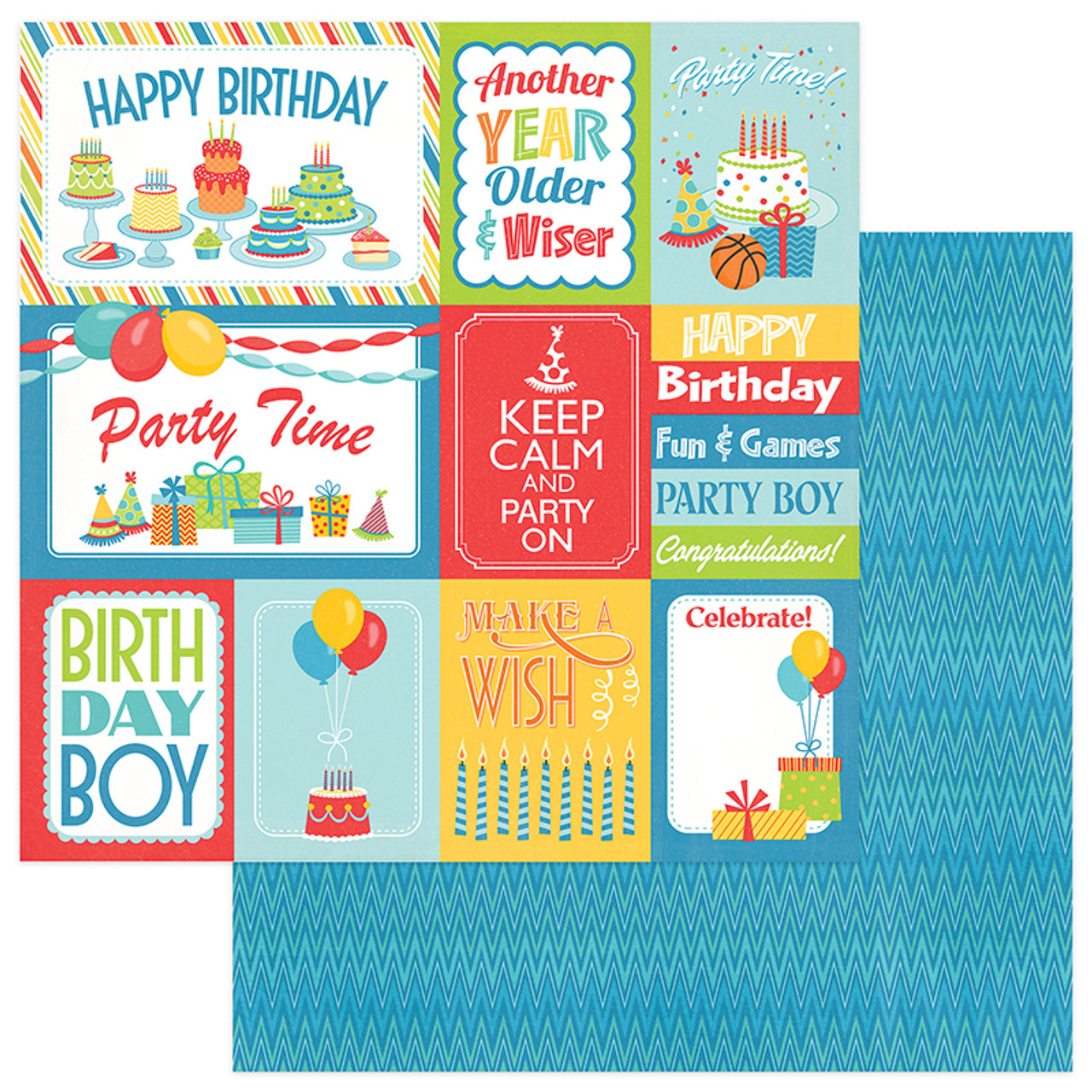 Party Boy Double-Sided Cardstock 12 inchx12 inch-Party Boy Cards 3x4 & 4x6