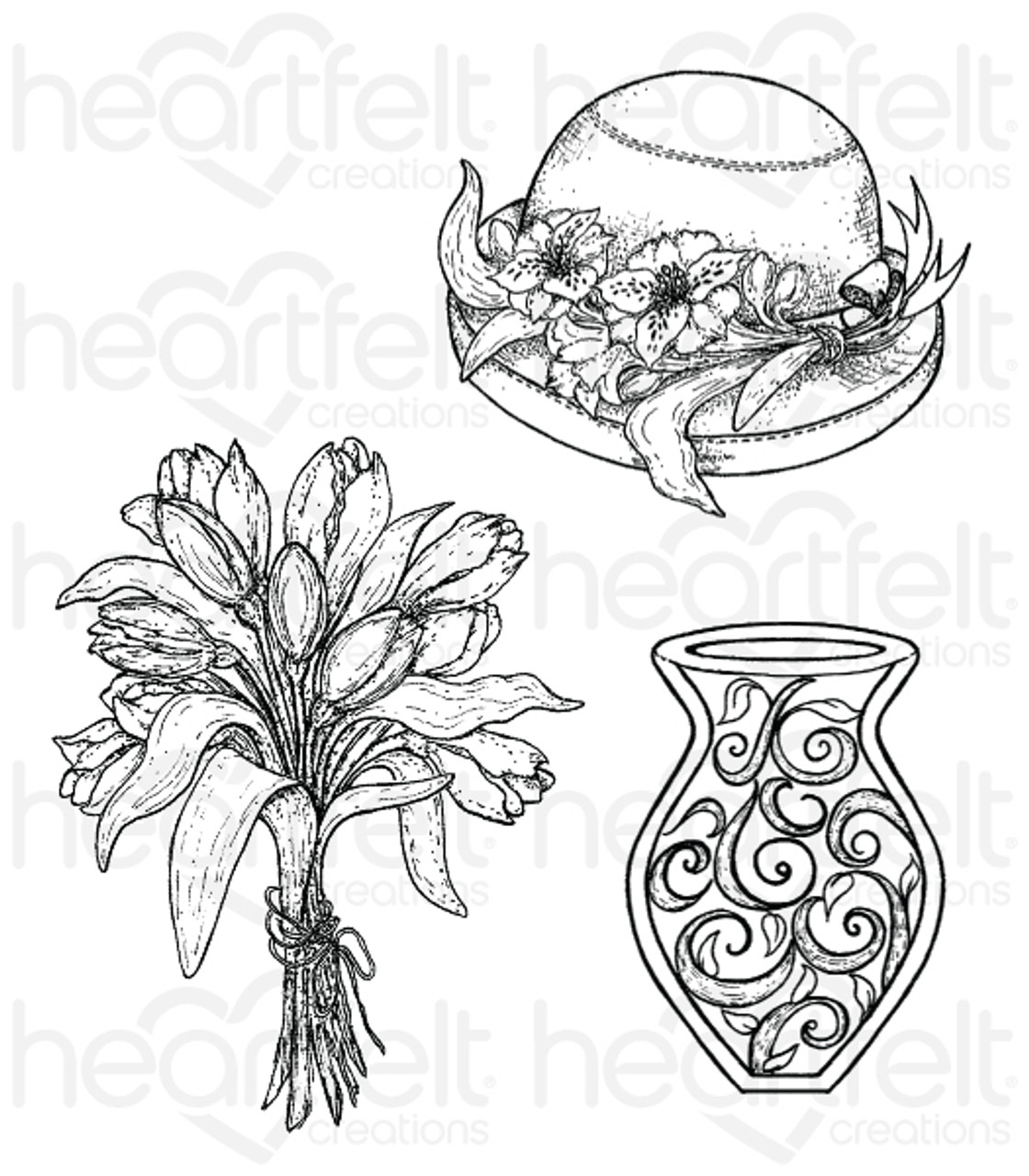 Heartfelt Creations - Cling Stamp Set - Bouquet - The Rubber Buggy