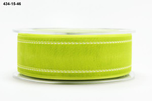 May Arts SHEER WHITE STITCHED EDGE 1.5 - CELERY GREEN