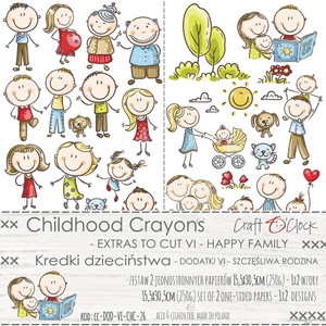 Craft 0' Clock - Childhood Crayons 12 x 12 Scrapbook Paper - A Sheet With Extras  To Cut - Happy Family Craft 0' Clock - Childhood Crayons 12 x 12 Scrapbook Paper - A Sheet With Extras  To Cut - Happy Family