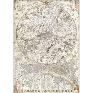 Stamperia - Rice Paper Sheet A4 - Lady Vagabond Strange London Guide (DFSA4522)