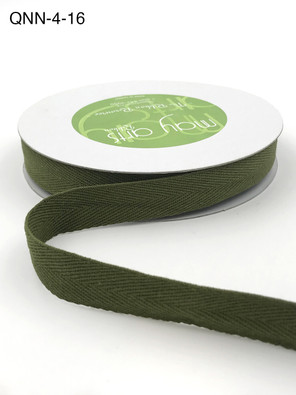 May Arts - 3/4 Inch Classic Medium Weight Twill Ribbon with Woven Edge - Olive (QNN-4-16)