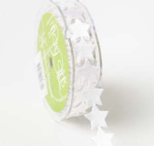 May Arts 5/8 Inch Adhesive Satin Star Ribbon with Cut Sealed Edge - White (A593-58-01)