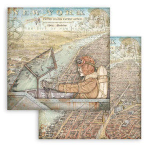Stamperia 12 x 12 Scrapbook Paper - Sir Vagabond Aviator - New York (SBB875)
