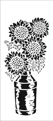 Crafters Workshop Slimline Stencil 4"X9" - Sunflowers in Milk Pail (TCW2333)