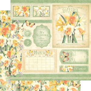 We-R-Memory Keepers - Simply Spring - 12x 12 Cardstock - Daffodil