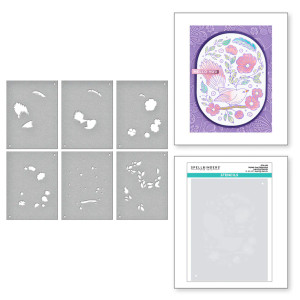 Spellbinders - Stylish Ovals Collection - Stylish Oval Floral Bird Layering Stencils 