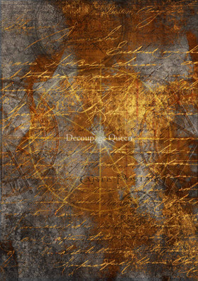 Decoupage Queen  - Hobbilicious - Decoupage Rice Paper A4 - Mapped In Gold