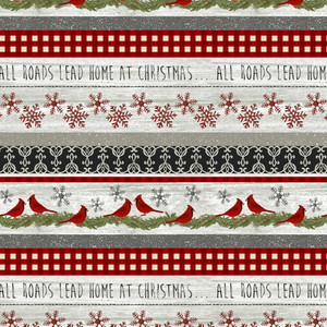 Benartex / Snow Village Stripe - Stone / Fabric By The Yard / Sold By The 1/2 Yard (06882-16)