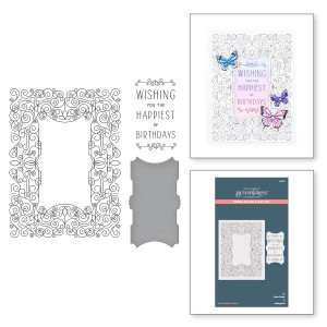 Spellbinders - BetterPress - Swirl Birthday Frame Press Plate & Die Set (BP-022) Spellbinders - BetterPress - Swirl Birthday Frame Press Plate & Die Set (BP-022)