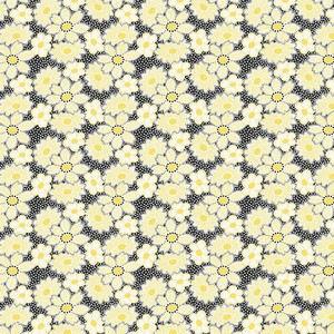 Henry Glass & Co. / Nana Mae 7 / Large Flowers Black/Yellow 904-49 / Sold by The 1/2 Yard