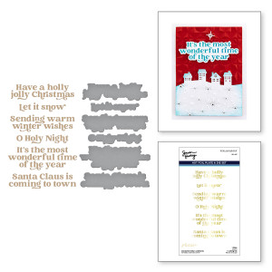 Spellbinders - Simon's Snow Globes Collection - Wonderful Winter Sentiments Glimmer Hot Foil Plate and Die (GLP-433)