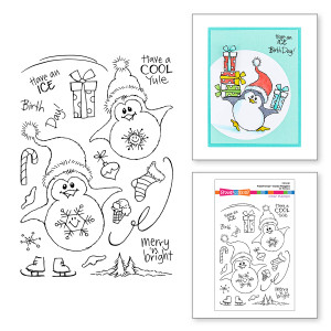 Spellbinders - Stampendous Cool FransFormers Collection - FransFormer Snowy Penguins Clear Stamp Set (STP-220)