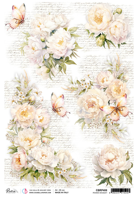 Ciao Bella - Always & Forever - A4 Rice Paper - Peonies Bouquet (CBRP408)