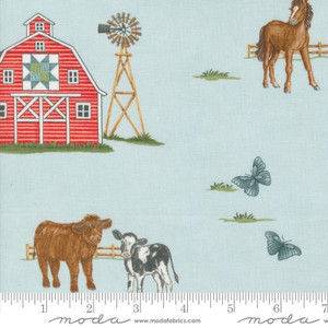 Moda Fabric - Willow Farm -  All Over Landscape and Nature Farm Animals Scenic Sky