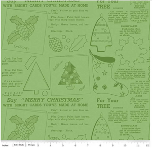 Riley Blake Designs Classic Christmas Handmade Green / Sold by The 1/2 Yard