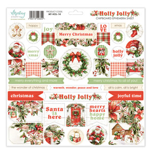 Mintay Papers - Holly Jolly - 12 x 12 Chipboard Ephemera Sheet (MT-HOL-14)