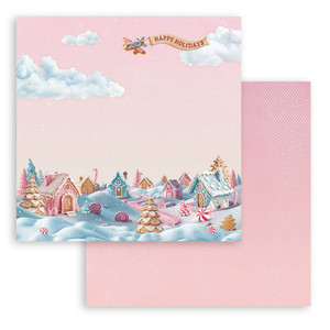 Stamperia - Candy Christmas - 12x12 Scrapbook Paper - Village (SBB1080)