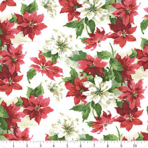 Tim Holtz Eclectic Elements | Wonderland Flannel | Poinsettia Print Flannel - Multi | Fabric By The Yard | Sold by The 1/2 Yard (FNTH011.MULTI)