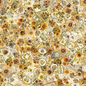 QT Fabrics - Sunflower Serenade - Sunflower Ephemera Orange