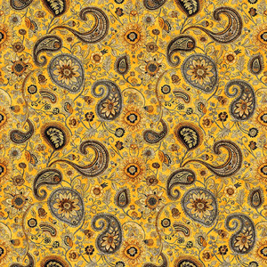 QT Fabrics - Sunflower Serenade - Sunflower Paisley Mustard - Sold by 1/2 Yard