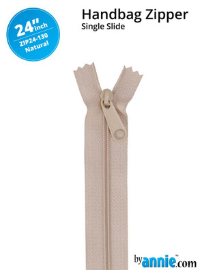 By Annie Single Slide Handbag Zipper - 24" Natural