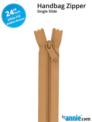 By Annie Single Slide Handbag Zipper - 24" Golden Brown